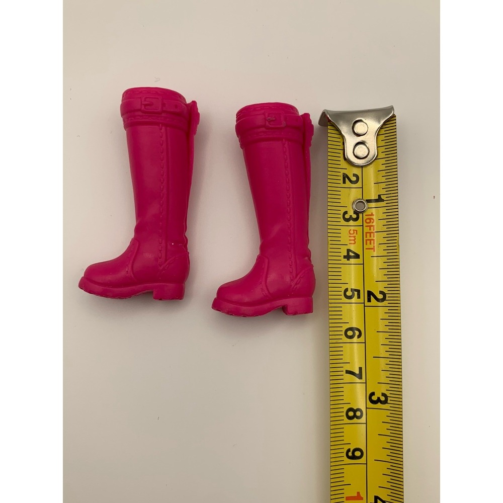 Barbie Stacie Doll Shoes Construction Combat Pink Riding Boots Flat Feet - Picture 4 of 4